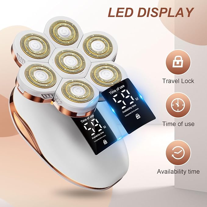 2-in-1 Electric Razors for Women, Wet/Dry 7D Rechargeable Rotary Shaver for Legs, Water Resistant Grooming Kit - Electric Razors for Women, Facial Hair Removal, Bikini Trimmer, Lips - Gentle Hair Remo-GlimoraGlow