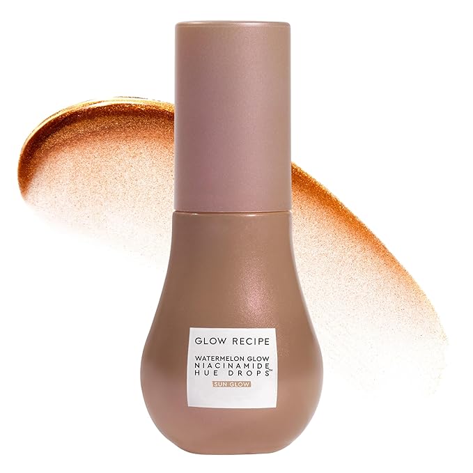 Glow Recipe Hue Drops - Mini Tinted Face Serum - Bronzing Drops to Brighten & Hydrate - Skincare Makeup Primer & Liquid Highlighter to Blur Pores for a Radiant, Even Skin Tone - Sun Glow (15ml)-GlimoraGlow