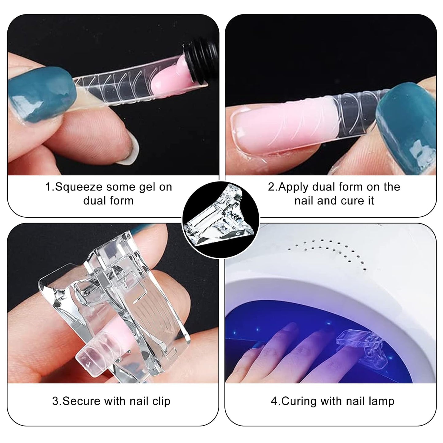 10 Pcs Nail Tips Clip for Quick Building Extension Nail Mold & Nail Tips,Plastic Transparent Dual Nail Form Extension Clip Builder DIY Manicure Nail Art Tool(Nail Clip)-GlimoraGlow