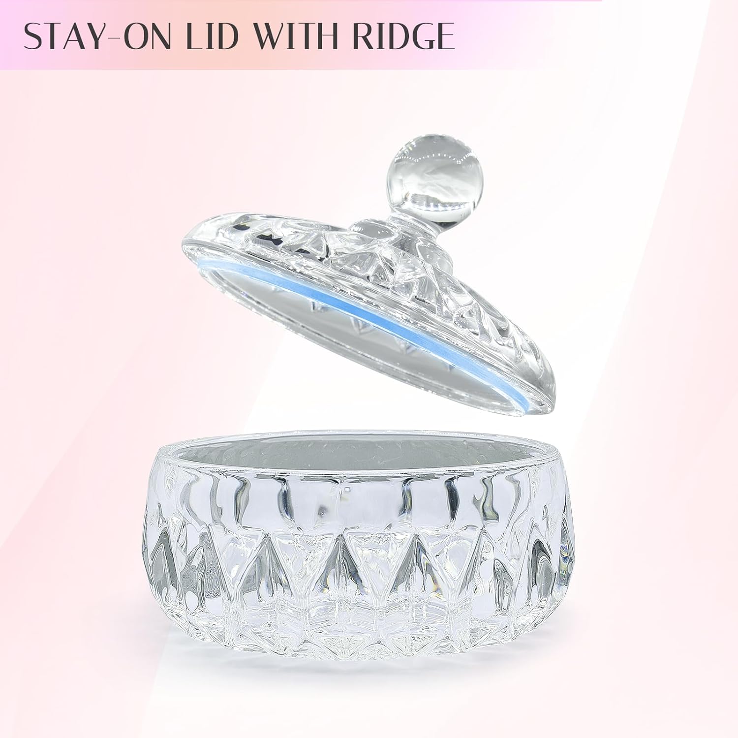 Body Powder Puff and Container, Crystal Dusting Powder Container with Puffs, Ridged-Lid Body Powder Jar with 2 Washable Reusable Soft Powder Puffs (Large Size)-GlimoraGlow