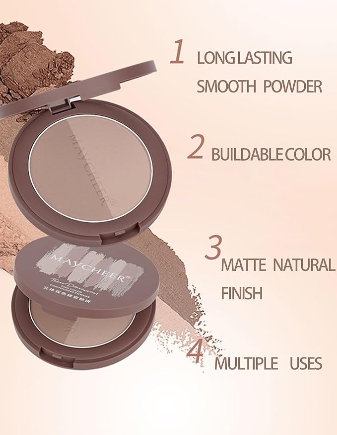 2 in 1 Contour Palette Face Sculpting Grey Contour Powder Palette Face Bronzer Makeup Contouring Palette with Mirror - Highly Pigmented Contour Shadow For Light Skin tone-GlimoraGlow