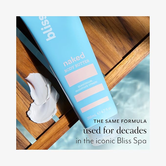 Bliss - Naked Body Butter - Unscented - Maximum Moisture Cream - 6.7 Fl Oz - Daily Moisturizer for Women & Men - Fragrance Free - Vegan and Cruelty Free-GlimoraGlow