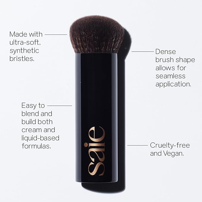Saie The Big Liquid Foundation Brush - Soft, Multi-Use Makeup Brush for Buffing, Blending & Building - Made with Cruelty-Free, Synthetic Bristles & Creates a Seamless Finish (1 Count)-GlimoraGlow