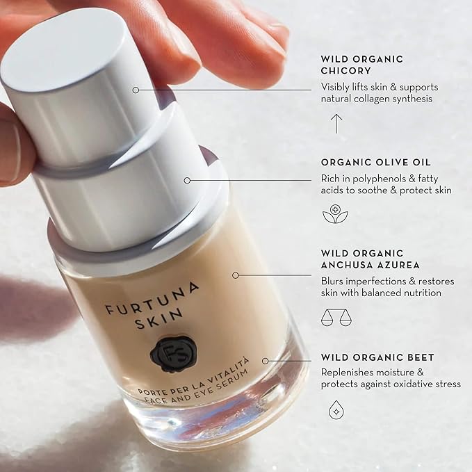 Face & Eye Serum - Dual-Use Formula to Lift, Reduce Puffiness and Even Tone, Wild-Foraged Botanicals, Vegan, Dermatologist Tested, EWG Verified, 15ml-GlimoraGlow