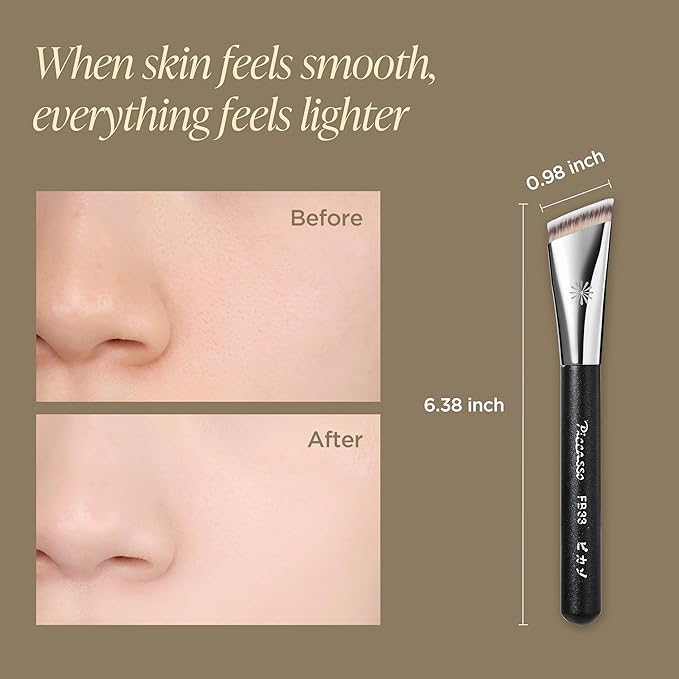 Piccasso FB33 Foundation Brush – Tapping Cover Brush for Liquid & Cream Foundation, Fills Pores with Soft Bristles for Smooth and Flawless Face Makeup, Professional Korean Beauty Tool-GlimoraGlow