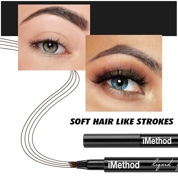 iMethod Eyebrow Pen - iMethod Eye Brown Makeup, Eyebrow Pencil with a Micro-Fork Tip Applicator Creates Natural Looking Brows Effortlessly and Stays on All Day, Dark Brown-GlimoraGlow