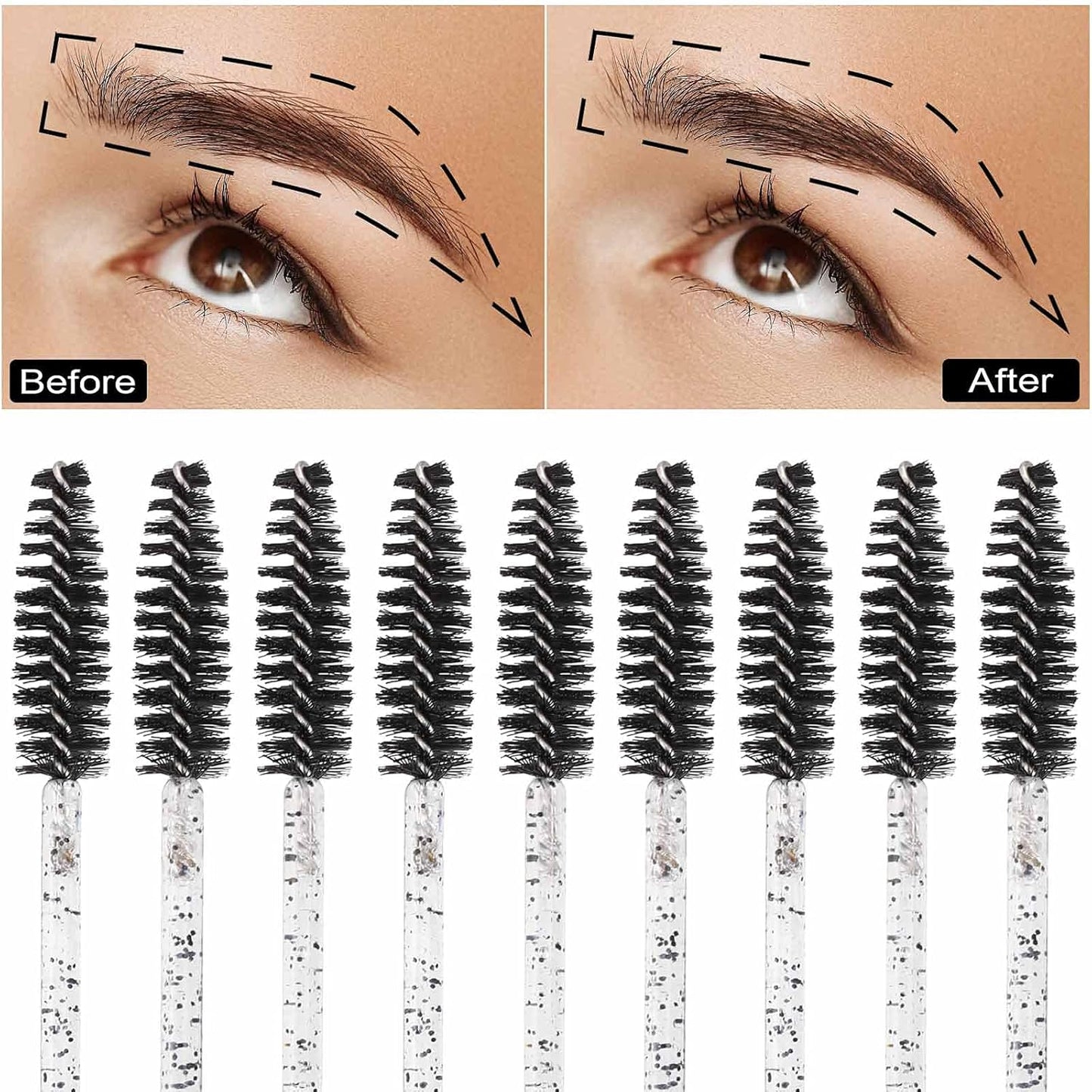 Tbestmax 2000 Disposable Mascara Wands Eyelash Brush Spoolies for Eyebrow Eye Lash Extension Black-GlimoraGlow