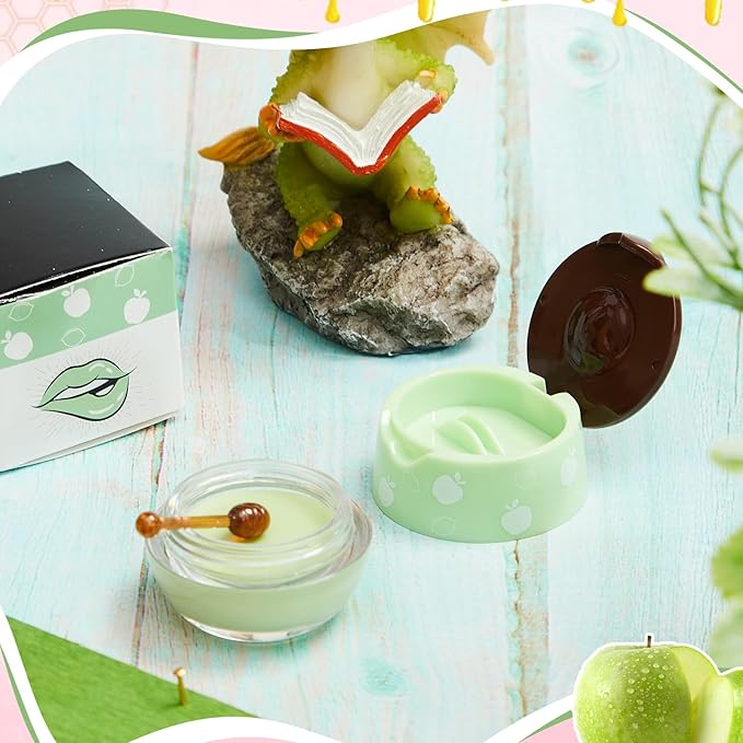 12 Pcs Bee Lip Balm Honey Pot with Brush Propolis Lip Mask Overnight, Moisturizing Hydrating Lip Sleeping Mask Prevention Dry and Cracked(Honey+Strawberry+Apple Lime)-GlimoraGlow