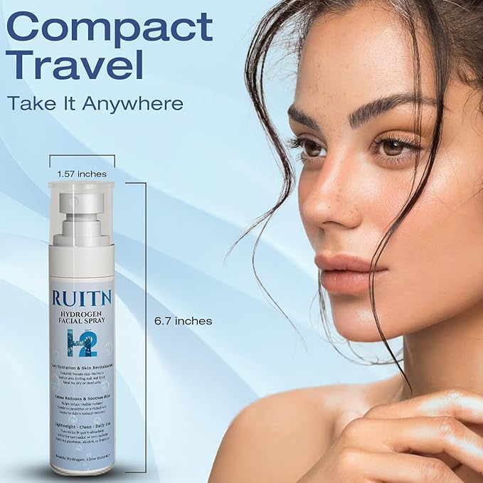 Hydrogen Face Mist Hydrating Spray,with Hydrogen Water Tablets, H2 Water Facial Spray for Deep Hydration,Anti-Aging Antioxidant Rejuvenation,Portable Design-GlimoraGlow