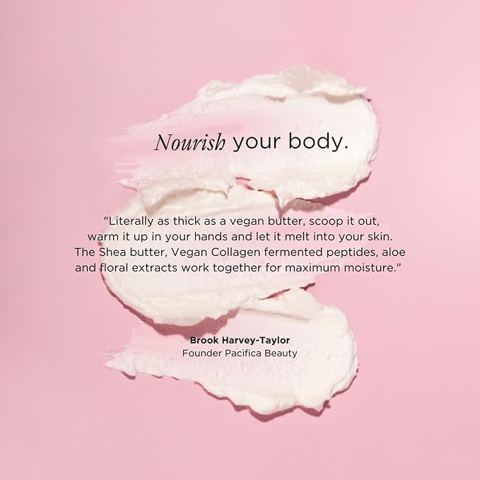 Pacifica Beauty | Vegan Collagen Body Butter | Hydrating, Nourishing, Moisturizer | Long-Lasting Hydration | Cream Lotion for Dry Skin | Light Floral Scent | Paraben Free | Vegan + Cruelty Free-GlimoraGlow