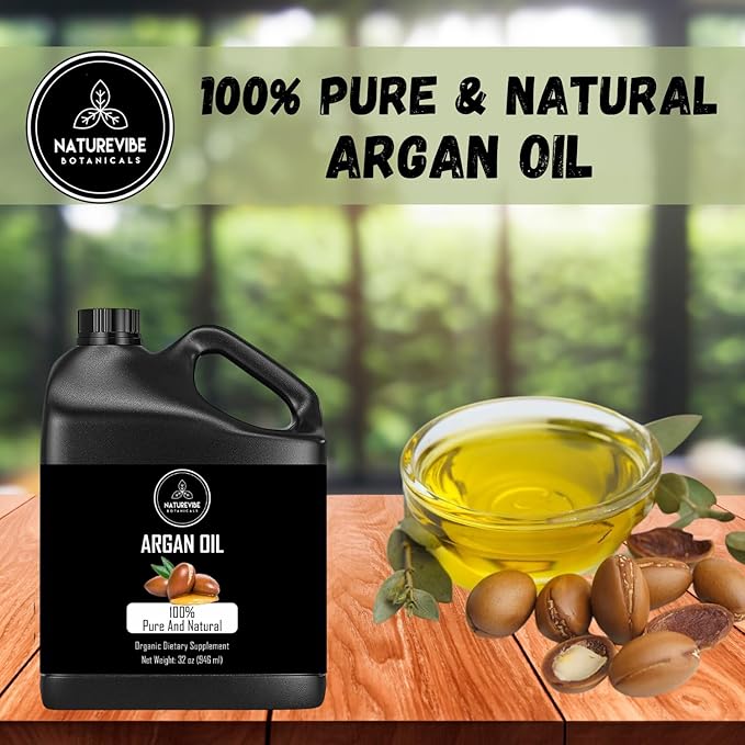 Naturevibe Botanicals Argan Oil 32 Ounces | 100% Pure and Natural | Great for Skin Care and Hair Care-GlimoraGlow