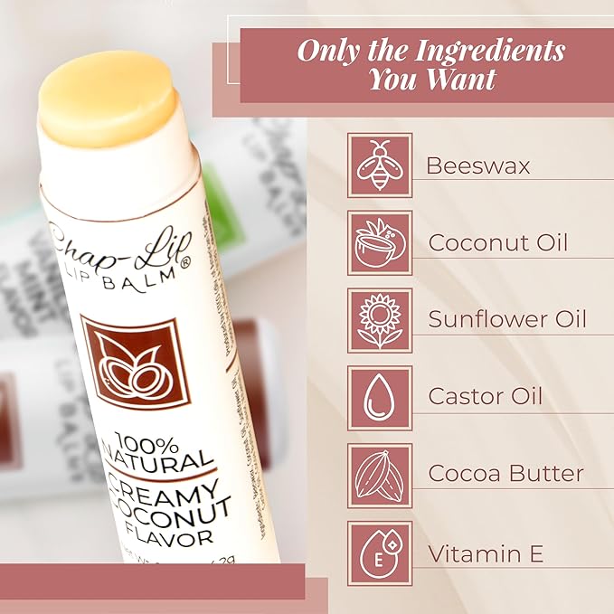 100% Natural Lip Balm Set - Hydrating and Moisturizing Beeswax Natural 4 Flavor Assortment - Lip Moisturizer for Dry Lips - Cocoa Butter - Petroleum Free Pack of 8-GlimoraGlow