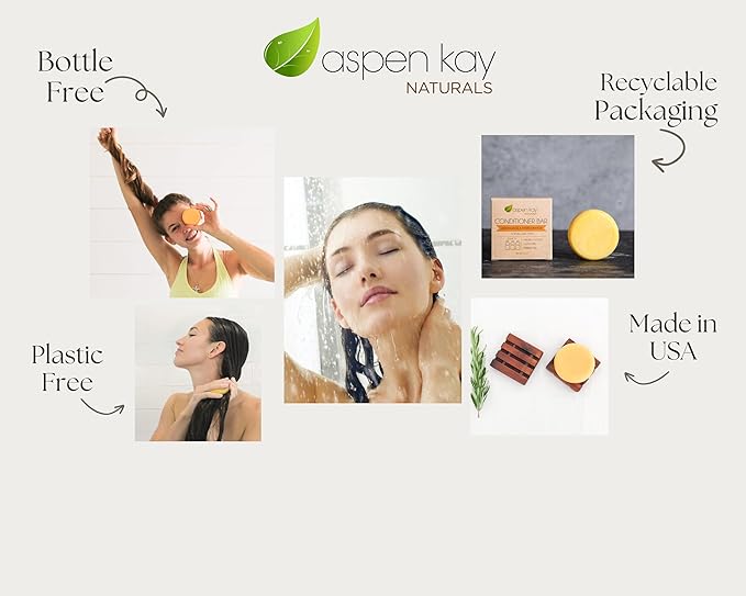 Solid Lemongrass & Sweet Orange Conditioner Bar, Natural & Organic, For All Hair Types Including Frizzy, Sulfate-Free & Cruelty-Free, 2.3 Ounce (2-Pack)-GlimoraGlow