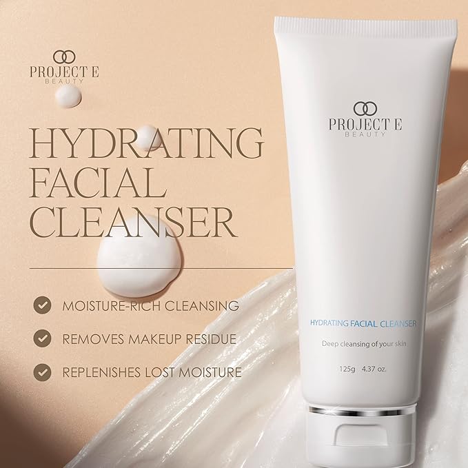Project E Beauty Hydrating Facial Cleanser Gentle Cleansing | Removes Dirt, Oil & Makeup | Moisturizes & Hydrates | Brightens Complexion | Non-Foaming Formula | For All Skin Types | 125g-GlimoraGlow
