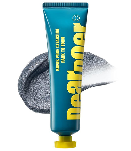 Break Pore Cleansing Pack to Foam – 3-in-1 Korean Skin Care Wash-Off Mask & Exfoliator & Cleanser w/Charcoal and Salicylic Acid – AHA, BHA, PHA for Oily, Congested Skin (3.38 fl oz)-GlimoraGlow