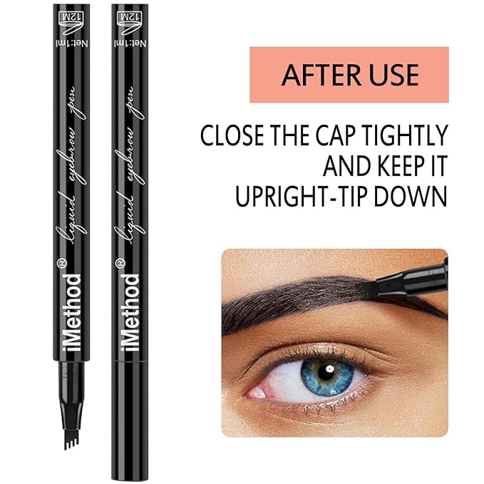 iMethod Eyebrow Pen - iMethod Eye Brown Makeup, Eyebrow Pencil with a Micro-Fork Tip Applicator Creates Natural Looking Brows Effortlessly and Stays on All Day, Light Brown-GlimoraGlow