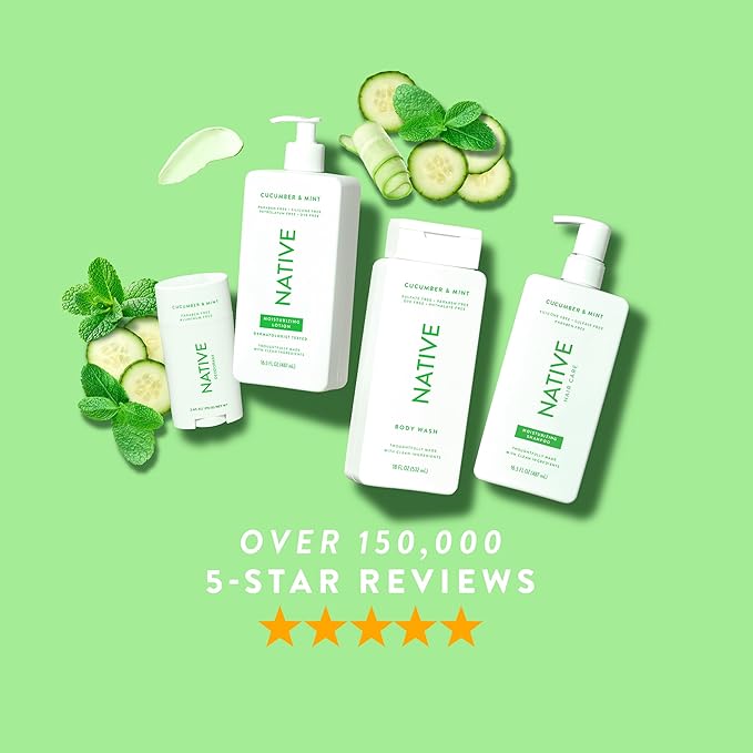 Native Body Lotion Contains Naturally Derived Plant-Based Moisturizers for Women and Men | Restores Dry Skin, Cucumber & Mint, 16.5 fl oz-GlimoraGlow