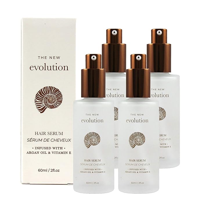 Evolution Argan Oil Serum - Vitamin E Treatment for Softening and Straightening Dry Hair - With Aloe Vera (4 Pack)-GlimoraGlow