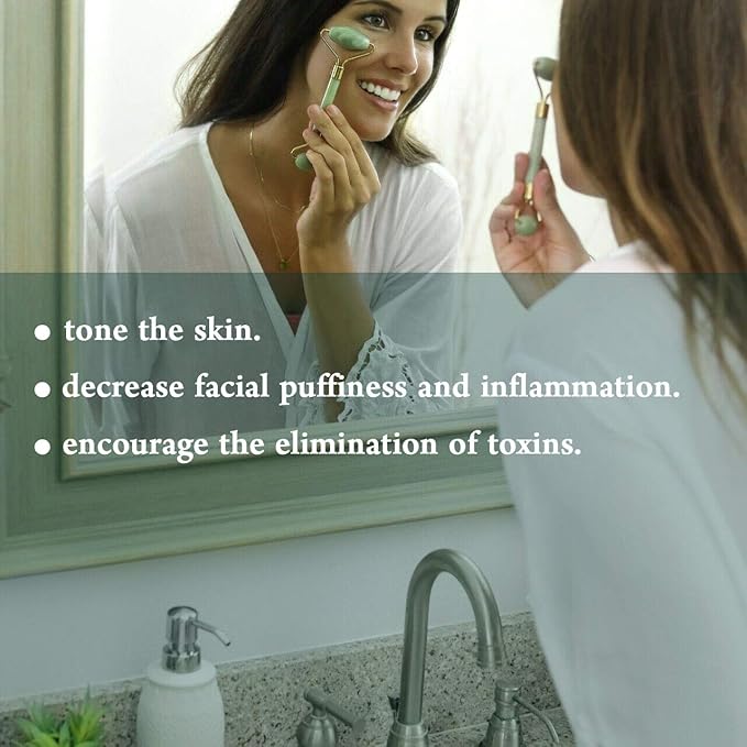 Bulex 100% Natural Jade Face Roller/Anti Aging Jade Stone Massager for Face & Eye Massage - Make Your Face Skin Smoother and Looks Younger-GlimoraGlow