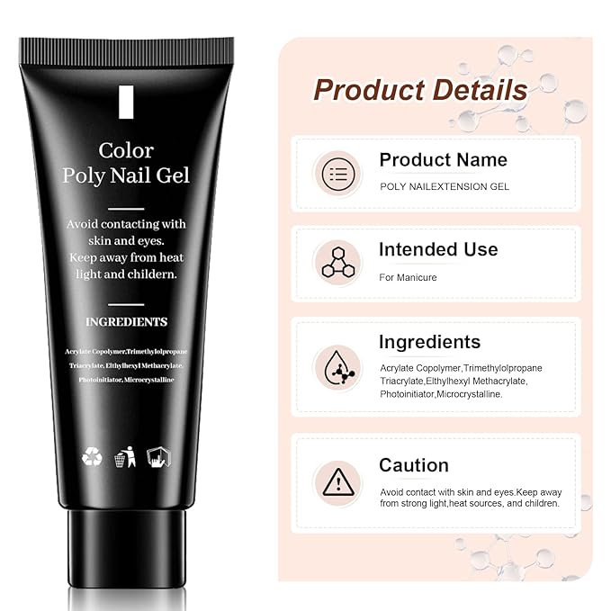 JEWHITENY 14 Colors Poly Gel Nail Kit 27 Colors Gel Nail Polish Kit With U V Light All In One Nail Art Starter Kit Suitable For All Seasons-GlimoraGlow