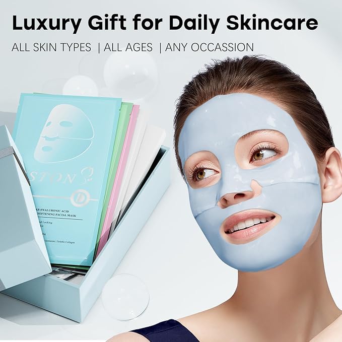 ISTON 4-in-1 Bio-Collagen Real Deep Mask Set -Plump Sagging Skin,Deep Hydration,Soothe & Repair,Nourish & Firm, Overnight Hydrogel Mask for All Skin Type-GlimoraGlow