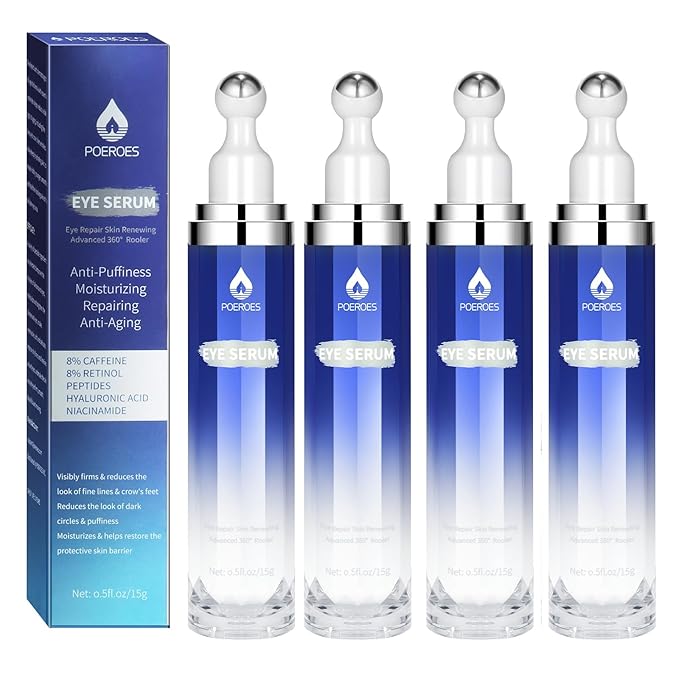 Under Eye Cream with 8% Caffeine & Retinol | Hyaluronic Acid, Niacinamide & Peptides | Eye Roller for Puffy Eyes, Dark Circles & Wrinkles | 2 fl. oz.…-GlimoraGlow