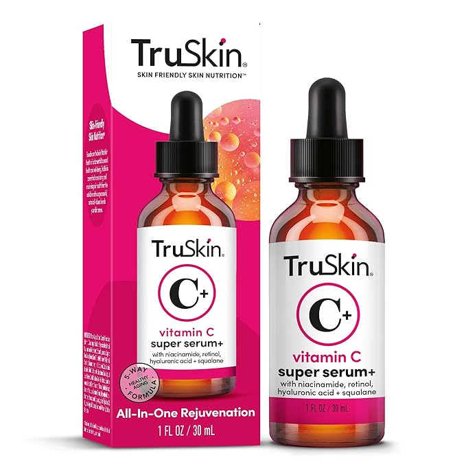 TruSkin Vitamin C Super Serum - Niacinamide, Retinol, Hyaluronic & Salicylic Acid - All-in-One Anti Aging Serum for Face – Improve Appearance of Dark Spots, Firmness for Brighter Looking Skin, 1 Fl Oz-GlimoraGlow