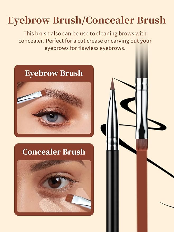EIGSHOW Flat Eyeliner Brush, Professional Precise Eyebrow Concealer Brush for Sharp Defined, Eye Liner Application with Gel Liquid Cream Powder (E808)-GlimoraGlow
