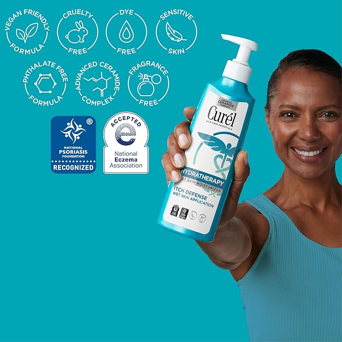 Curel Hydra Therapy Itch Defense Moisturizer and Body Wash Set, Wet Skin Lotion + Curel Itch Defense Calming Daily Cleanser, Body Wash, for Dry, Itchy Skin, 12 oz & 10 oz, Pack of 2-GlimoraGlow
