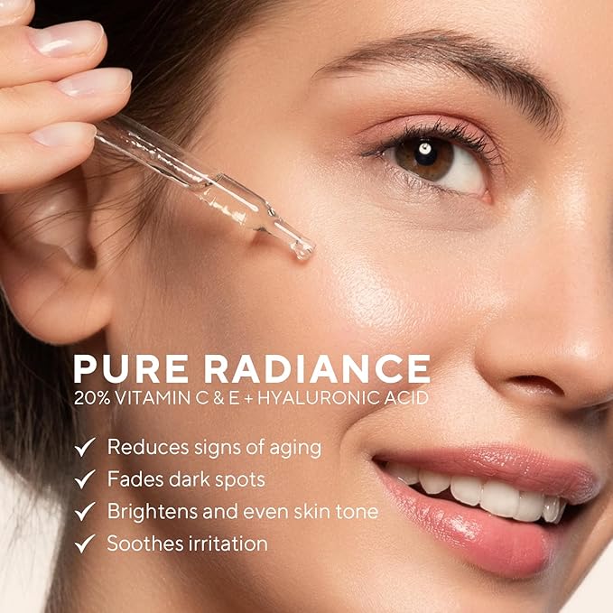 Professional Vitamin C Face Serum 20%, Anti Aging Facial Super Vit C Serum with Ascorbic Acid Hyaluronic Acid & Vitamin E for Dark Spots, Skin Care, Christmas Gift & Stocking | 1 Fl. Oz-GlimoraGlow