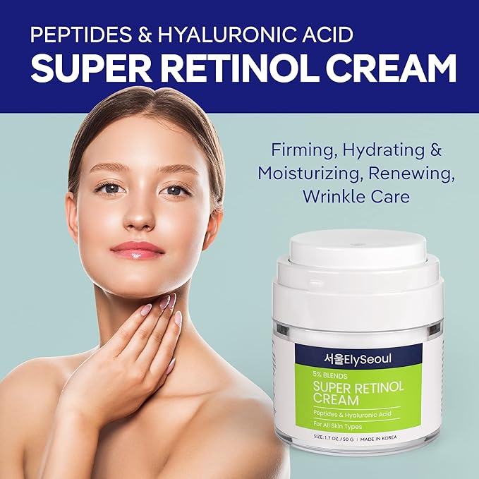 Retinol Cream for Face Korean Skincare: Anti-Aging Collagen Peptides & Hyaluronic Acid Face Cream for Women, 1.7 oz.-GlimoraGlow