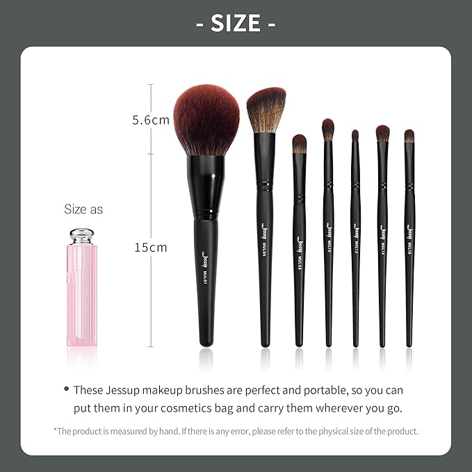 Jessup Full Makeup Brushes Set 13pcs, Professional Vegan Foundation Powder Contour Blush Highlight Eyeshadow Blending Concealer Spoolie EyeLiner Brush, Phantom Black T300-GlimoraGlow