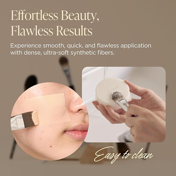 Piccasso 163 Foundation Brush – Dense Makeup Brush for Liquid & Cream Foundation, Soft Synthetic Bristles for Flawless Coverage and Face Makeup, Professional Korean Beauty Tool for Daily-GlimoraGlow