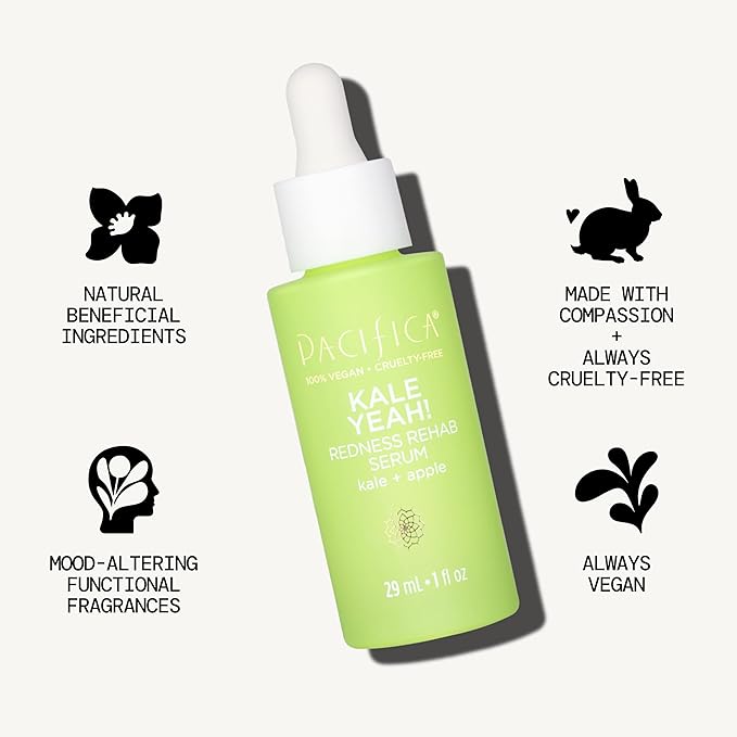 Pacifica Kale Yeah! Redness Rehab Serum – Niacinamide & Super Greens Face Serum to Calm Redness, Minimize Pores & Oil, Soothing Anti-Redness for Oily/Combination Skin Vegan Dermatologist Tested-GlimoraGlow