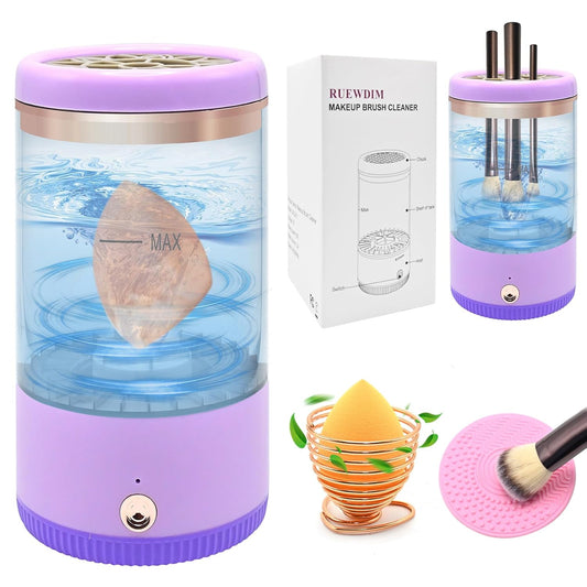 Makeup Brush Cleaner,Low noise and 8000 RPM Electric Makeup Brush Cleaner Machine for Deep Cleaning,Automatic Spinning Cosmetic Brush Cleaner for All Size Makeup Brushes and Sponges(purple)-GlimoraGlow