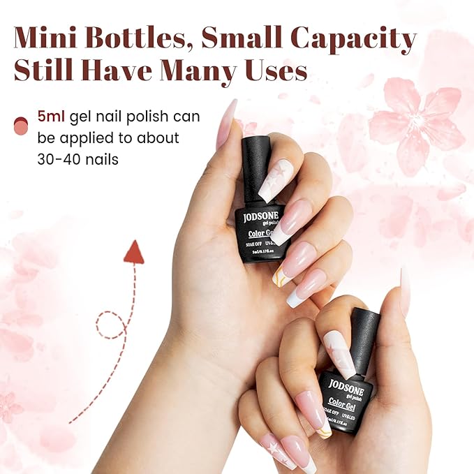 JODSONE 23 PCS Gel Nail Polish Set with Base Glossy and Matte Top Coat Multicolored Gel Nail Long Lasting Suitable for All Seasons-GlimoraGlow