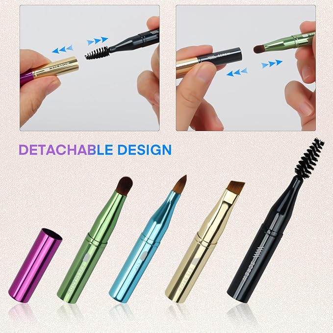 Unaone 4 in 1 Makeup Brush - Lip Brush for Lipstick, Eyebrow, Eyeshadow, Spiral Eyebrow Portable Detachable Multi-functional Lipstick Brush for Makeup-GlimoraGlow