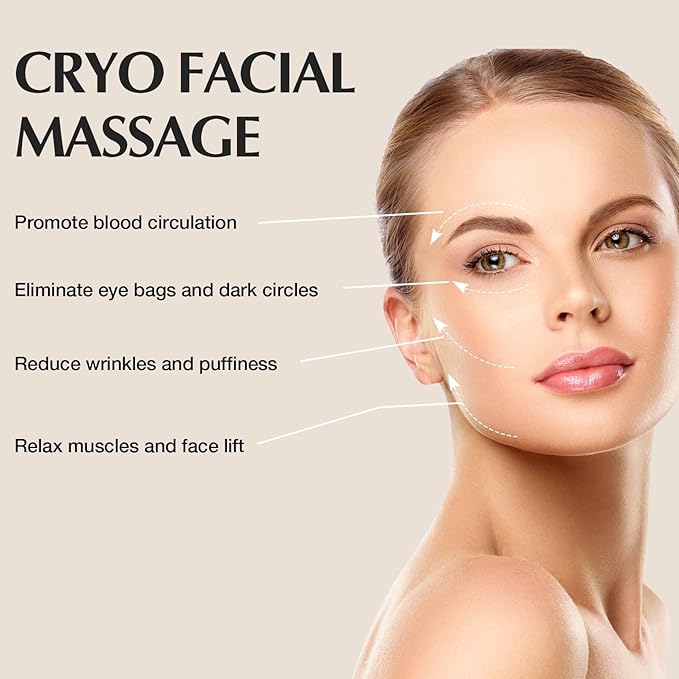 2-in-1 Gua Sha Cryo Sticks, Facial Skin Care Tools for Women Face and Eyes Massage, Unbreakable Stainless Steel Esthetician Supplies, Cooling Spa Ice Globes Roller with Carry Case-GlimoraGlow