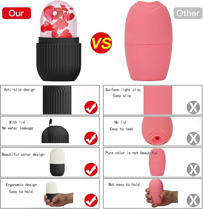 XHJRI Face Roller Massager for Skin Care, Reusable Ice Mold Massage Roller - Cordless, Battery Powered, Black White, Migraine Relief, Rolling Therapy for Whole Body-GlimoraGlow