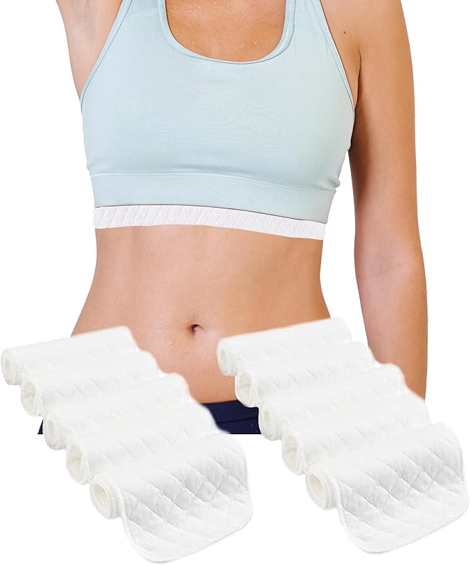 10 Pcs Under-Breast Sweat-Absorbing Cotton Pads Cotton Bra Liners for Sweating, Absorb Sweat Under Breasts-GlimoraGlow