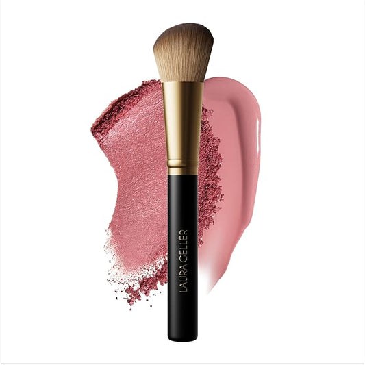 LAURA GELLER NEW YORK Angled Blush Brush with Black Wooden Handle & Dense Bristles for Makeup Application-GlimoraGlow