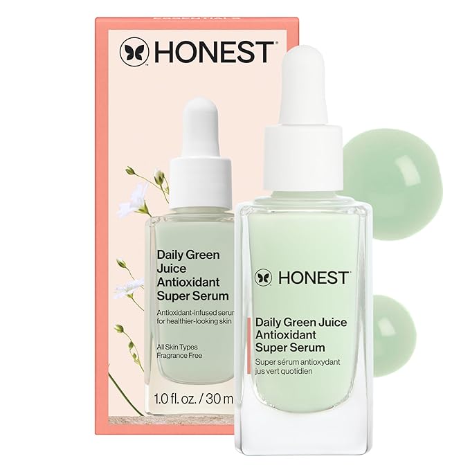 Honest Beauty Daily Green Juice Antioxidant Super Serum | Improves Skin Tone + Texture | Gentle for Sensitive Skin, Fragrance Free, Vegan | 1 fl oz-GlimoraGlow