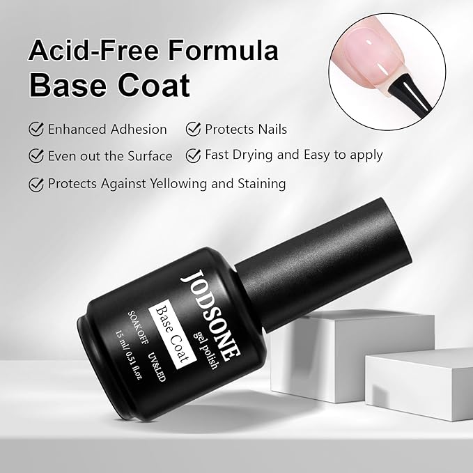 JODSONE 15ML Base Coat Top Coat and Builder Gel 3 PCS Gel Polish for Salon and Home Use-GlimoraGlow