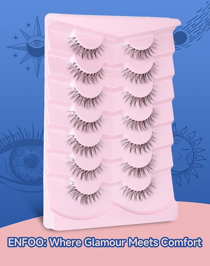 Lashes Wispy Short Eyelashes Natural Look False Eyelashes Strip Eye Lash Soft Lashes Fluffy Pack 7 Pairs Everyday Lash SF-03-GlimoraGlow
