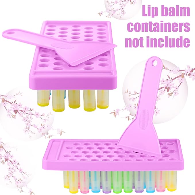 2 Sets Lip Balm Tray and Spatula Set Portable lipstick Holder Lip Balm Containers Lip Gloss Making Kit (Purple)-GlimoraGlow
