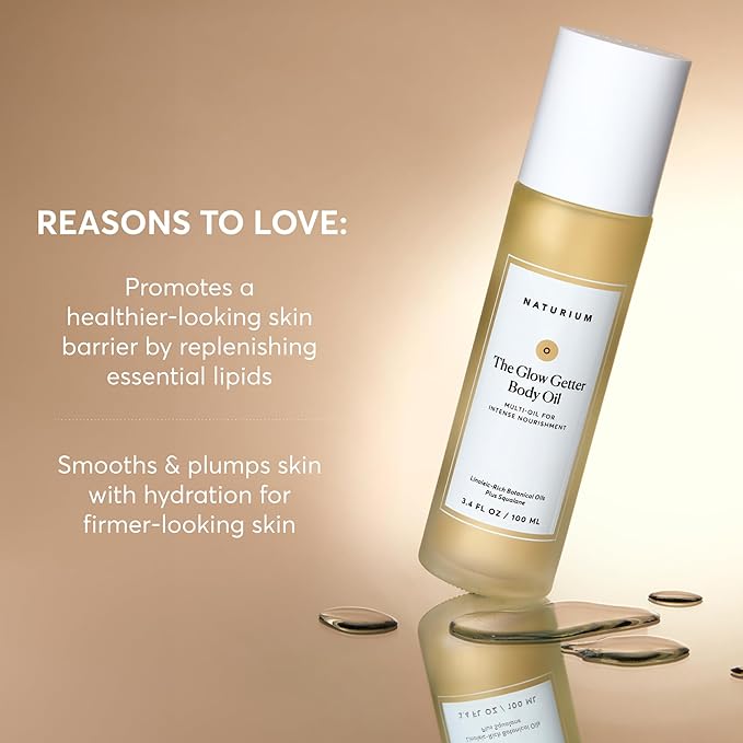 Naturium The Glow Getter Body Oil, Multi-Oil for Intense Nourishment, Hydrating & Moisturizing Formula, Vegan & Cruelty-Free, 3.4 oz-GlimoraGlow