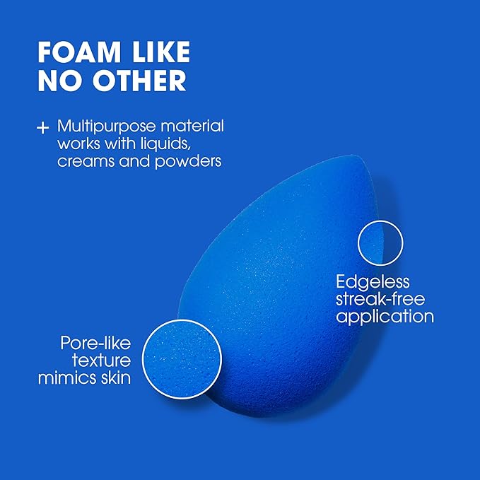 Beautyblender® | Sapphire Beauty Blender Makeup Sponge, Super-Soft Foam Easily Blends Foundations, Powders & Creams, Made in USA, Reusable, Washable, Streak Free Application, Vegan, Cruelty Free-GlimoraGlow