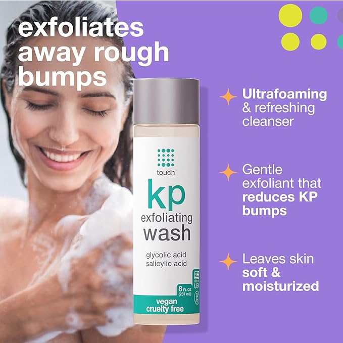 TOUCH Keratosis Pilaris Exfoliating Body Wash Cleanser - KP Body Wash with 15% Glycolic Acid, Aloe Vera, & Hyaluronic Acid - 8 Ounce-GlimoraGlow