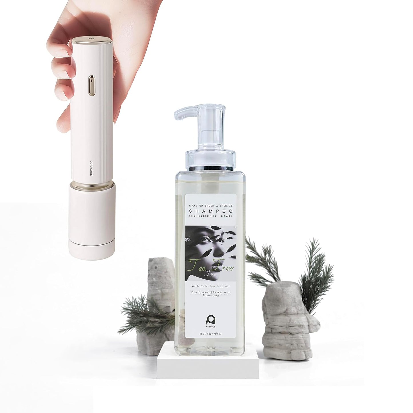 Electric Makeup Brush Cleaner Bundle with Tea Tree Oil Cleaner 25.36 fl.oz-GlimoraGlow