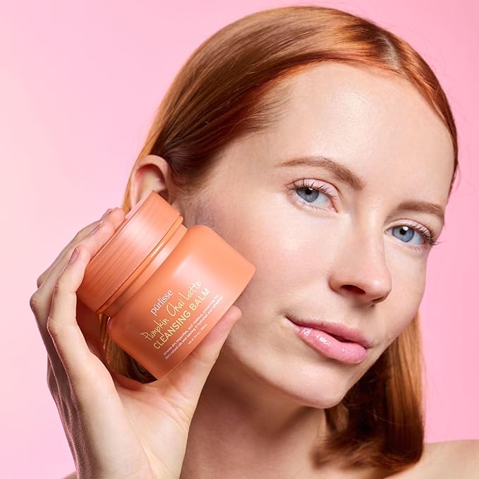 pūrlisse Pumpkin Chai Latte Cleansing Balm - Hydrating Facial Cleanser Enriched with Pumpkin, Chai & Soy Milk - Makeup Remover Balm & Gentle Face Wash for Women & Men (3.4 oz)-GlimoraGlow